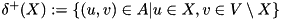 $\delta^+(X):=\{(u,v)\in A| u\in X, v\in V\setminus X\}$